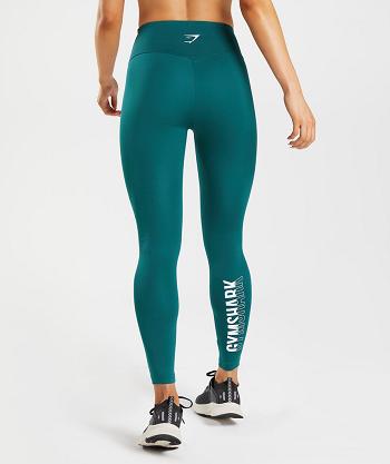 Legginsy Damskie Gymshark Fraction Turkusowe | PL 2218HAP